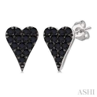 Heart Shape Black Diamond Fashion Earrings