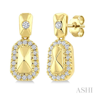 Golden Glow Emerald Shape Diamond Fashion Earrings