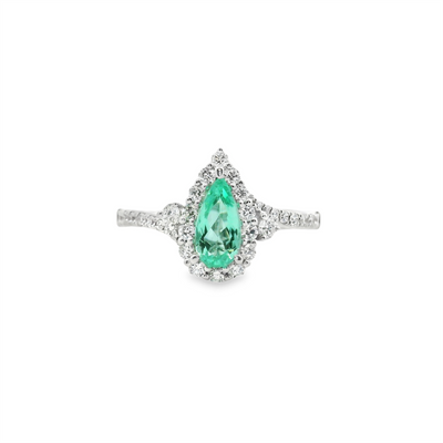 GIA Certified Paraiba Tourmaline & Diamond Halo Bypass Ring