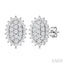 Oval Shape Petite Cluster Diamond Fashion Earrings
