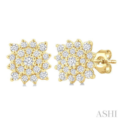 Cushion Shape Petite Cluster Diamond Fashion Earrings