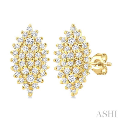 Marquise Shape Petite Cluster Diamond Fashion Earrings