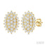 Oval Shape Petite Cluster Diamond Fashion Earrings