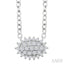 Oval Shape East-West Petite Cluster Diamond Fashion Pendant