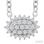 Oval Shape East-West Petite Cluster Diamond Fashion Pendant