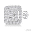 Princess Shape Petite Halo Diamond Fashion Earrings