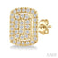 Emerald Shape Petite Halo Diamond Fashion Earrings