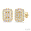 Emerald Shape Petite Halo Diamond Fashion Earrings