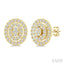 Oval Shape Petite Halo Diamond Fashion Earrings