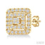 Princess Shape Petite Halo Diamond Fashion Earrings