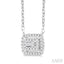 Emerald Shape Petite Halo Diamond Fashion Pendant