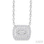 Emerald Shape Petite Halo Diamond Fashion Pendant
