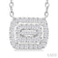 Emerald Shape Petite Halo Diamond Fashion Pendant