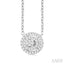 Oval Shape Petite Halo Diamond Fashion Pendant