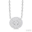 Oval Shape Petite Halo Diamond Fashion Pendant