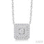 Princess Shape Petite Halo Diamond Fashion Pendant