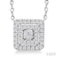 Princess Shape Petite Halo Diamond Fashion Pendant