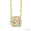 Emerald Shape Petite Halo Diamond Fashion Pendant