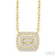 Emerald Shape Petite Halo Diamond Fashion Pendant