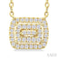 Emerald Shape Petite Halo Diamond Fashion Pendant