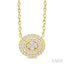 Oval Shape Petite Halo Diamond Fashion Pendant
