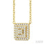 Princess Shape Petite Halo Diamond Fashion Pendant
