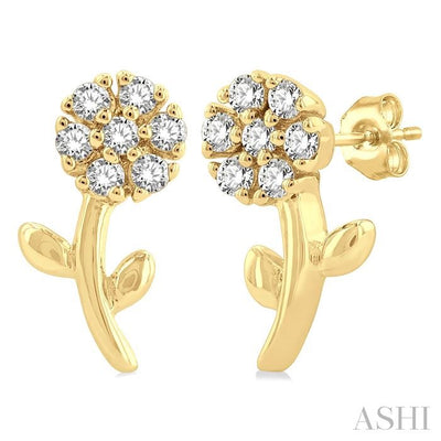 Floral Petite Diamond Fashion Earrings