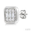 Emerald Shape Bezel Set Petite Fusion Diamond Fashion Earrings