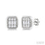 Emerald Shape Bezel Set Petite Fusion Diamond Fashion Earrings