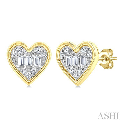 Heart Shape Bezel Set Petite Fusion Diamond Fashion Earrings