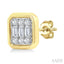 Emerald Shape Bezel Set Petite Fusion Diamond Fashion Earrings