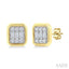 Emerald Shape Bezel Set Petite Fusion Diamond Fashion Earrings