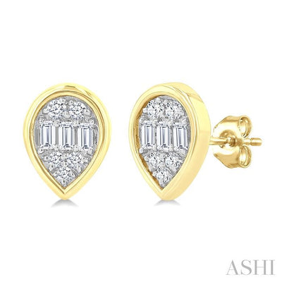 Pear Shape Bezel Set Petite Fusion Diamond Fashion Earrings