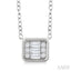 Emerald Shape East-West Bezel Set Petite Fusion Diamond Fashion Pendant
