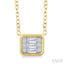 Emerald Shape East-West Bezel Set Petite Fusion Diamond Fashion Pendant
