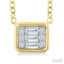 Emerald Shape East-West Bezel Set Petite Fusion Diamond Fashion Pendant