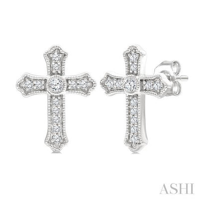 Cross Petite Diamond Fashion Earrings