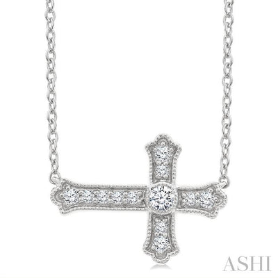 Sideway Cross Petite Diamond Fashion Pendant