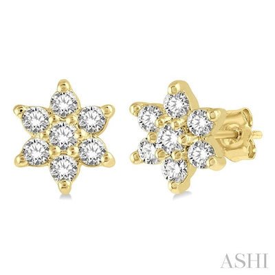 Flower Petite Diamond Fashion Earrings