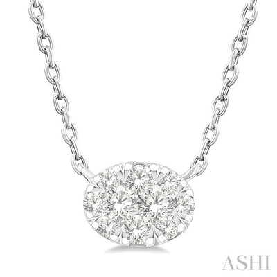 Oval Shape East-West Lovebright Petite Diamond Solitaire Pendant