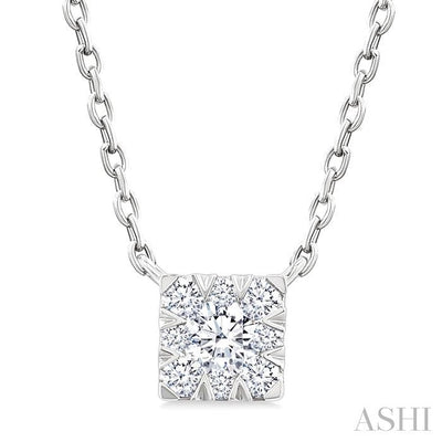 Princess Shape Lovebright Petite Diamond Solitaire Pendant