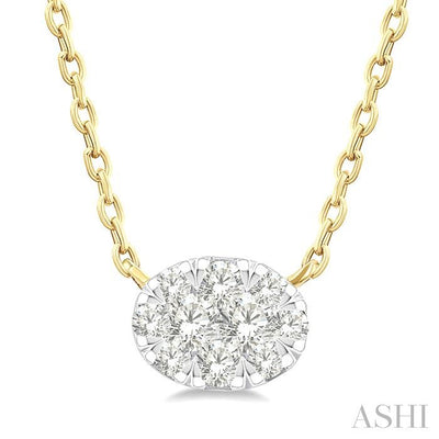 Oval Shape East-West Lovebright Petite Diamond Solitaire Pendant