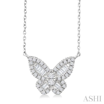 Butterfly Petite Baguette Diamond Fashion Pendant