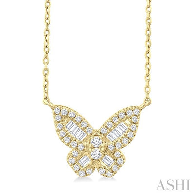 Butterfly Petite Baguette Diamond Fashion Pendant