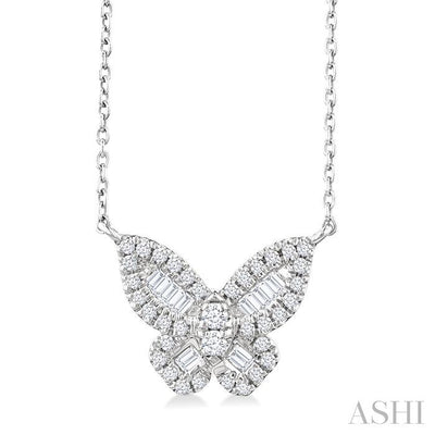 Butterfly Petite Baguette Diamond Fashion Pendant
