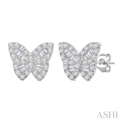 Butterfly Petite Baguette Diamond Fashion Earrings