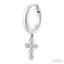 Cross Petite Diamond Huggie Fashion Earrings