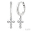 Cross Petite Diamond Huggie Fashion Earrings