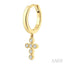 Cross Petite Diamond Huggie Fashion Earrings