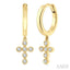 Cross Petite Diamond Huggie Fashion Earrings